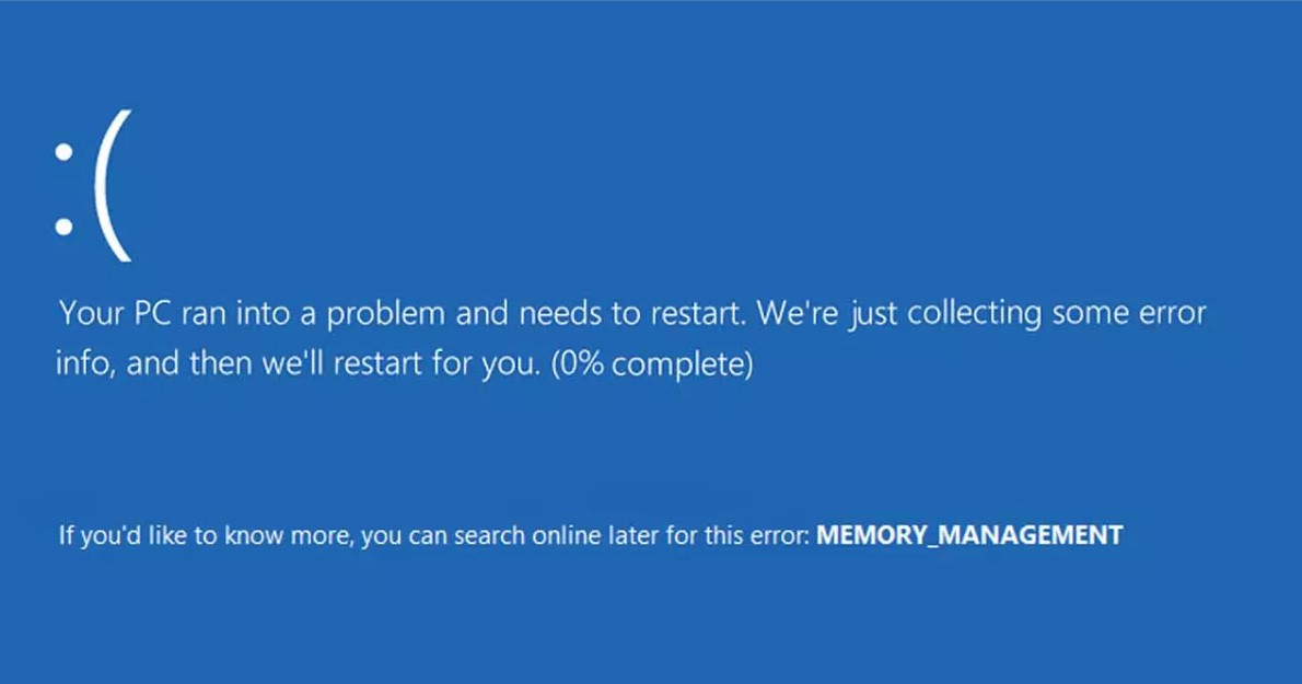 soluciona el error BSOD Memorr Management en infocomputer